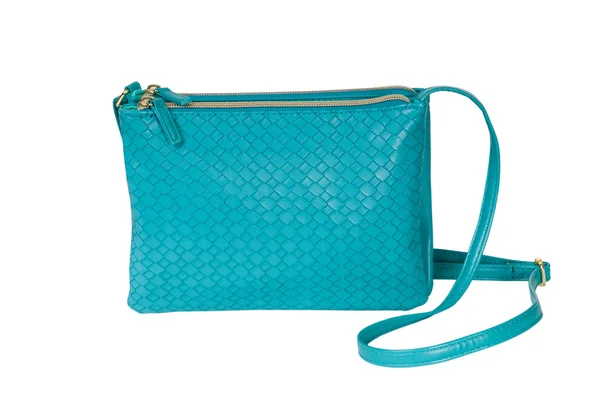 Turquoise Women's handbag on a white background — Stock Photo, Image