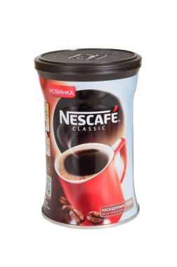 Moskova, Rusya 08 Kasım, 2015:bystrorastvorimy Nescafe kahve. Nescafe - bir marka Nestle tarafından yapılan çözünür kahve.