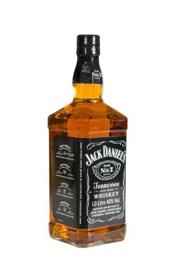 Moskova, Rusya Kasım 09,2015: Jack Daniels'ın botle. Jack Daniel's ekşi mash Tennessee viski bir markasıdır..