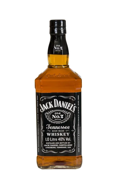 Moskou, Rusland November 09,2015: botle van Jack Daniels. Jack Daniel de is een merk van sour mash Tennessee whiskey. — Stockfoto