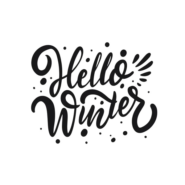 Bonjour Calligraphie d'hiver. Texte des vacances d'hiver. Illustration vectorielle. — Image vectorielle