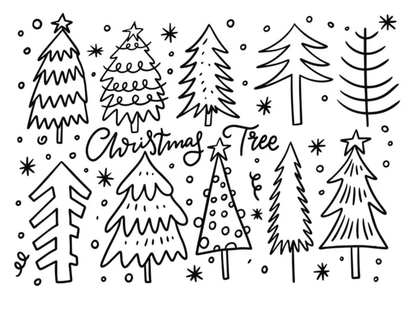 Vánoční vánoční stromeček. Ručně kreslený náčrt. — Stockový vektor