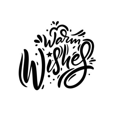 En içten dileklerimle. Siyah ve beyaz modern hat sanatı. El çizimi harfleri.