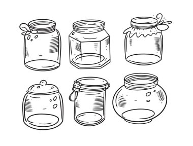 Engraving black and jars set. Hand drawing vector illustration. vector Engraving black and jars set. Hand drawing vector illustration. vector