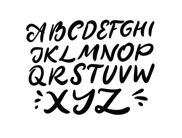 Alfabeto en blanco y negro. Hand drawing script fuente. — Archivo Imágenes Vectoriales