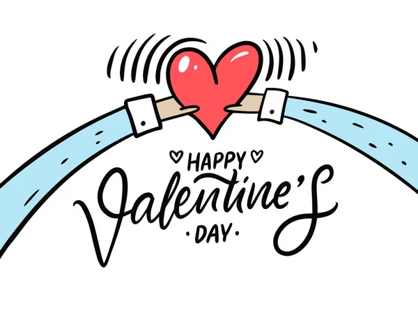Happy Valentines day vector lettering and red heart. Stock Vector by  ©Octyarb 441546592