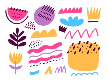 İskandinav soyut elementleri ayarlandı. Dekoratif tekstil ve arkaplan için şablon oluştur.