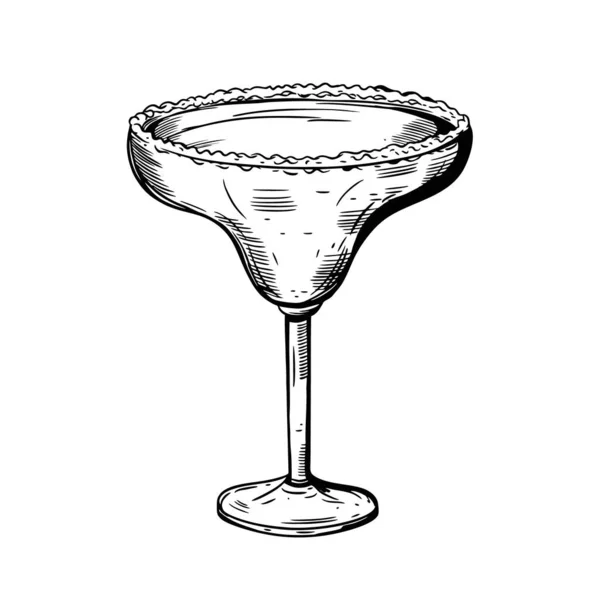 Cóctel Margarita dibujado a mano. Ilustración de vector de color negro. — Vector de stock