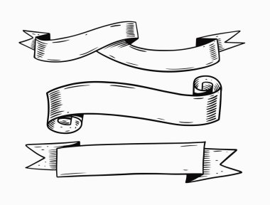 Üç tane karalama seti. Siyah renkli çizim.