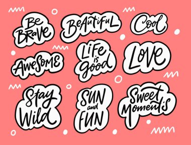 Harika harfler dizilmiş. Kabarcıklarla el çizimi siyah renkli metin. Doodle tarzı.