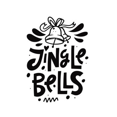 Jingle bells modern typography phrase. Hand drawn black color vector illustration.