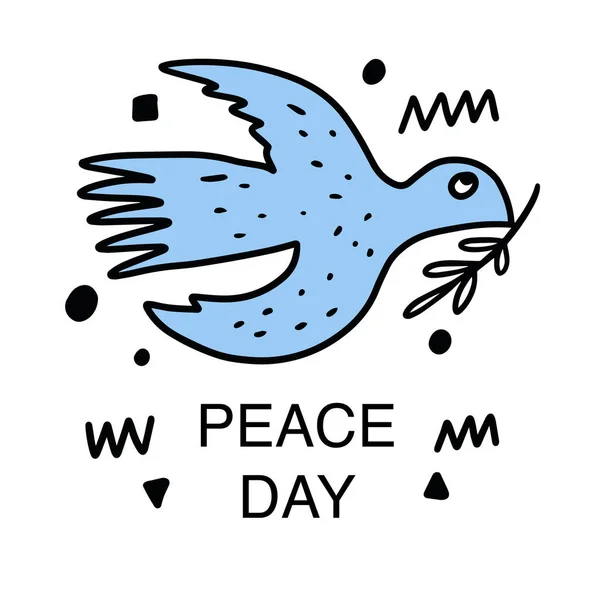 Peace day holiday phrase. Hand drawn cartoon flat style. Vector illustration. — Vetor de Stock