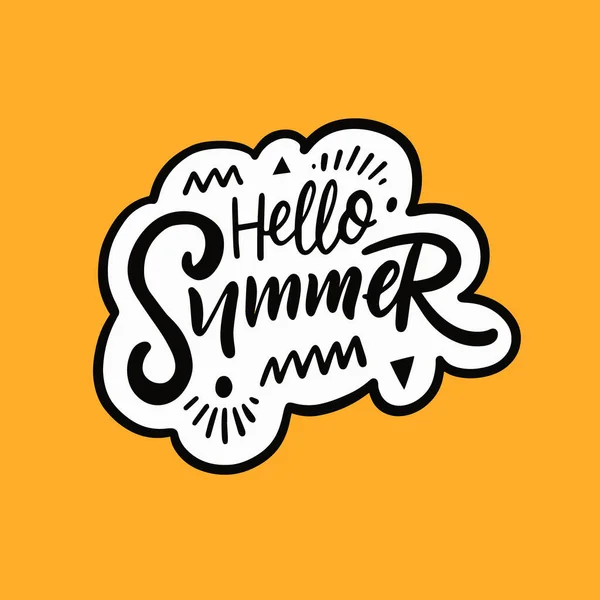 Hallo Sommer Schriftzug Satz. Handgezeichnete Kalligrafie schwarzer Farbe. Vektorillustration. — Stockvektor