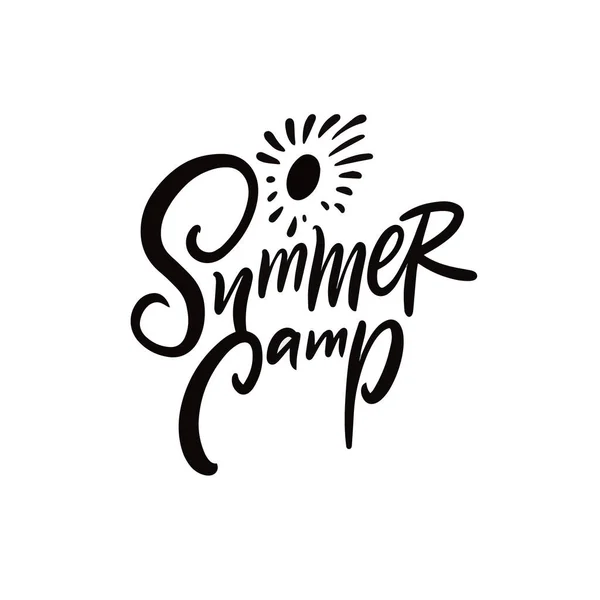 Summer camp. Motivation adventure phrase. Black color lettering. — Stockvector
