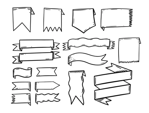 Mão desenhada cor preta boarder e pergaminhos definidos. Doodle estilo ilustração vetorial. — Vetor de Stock