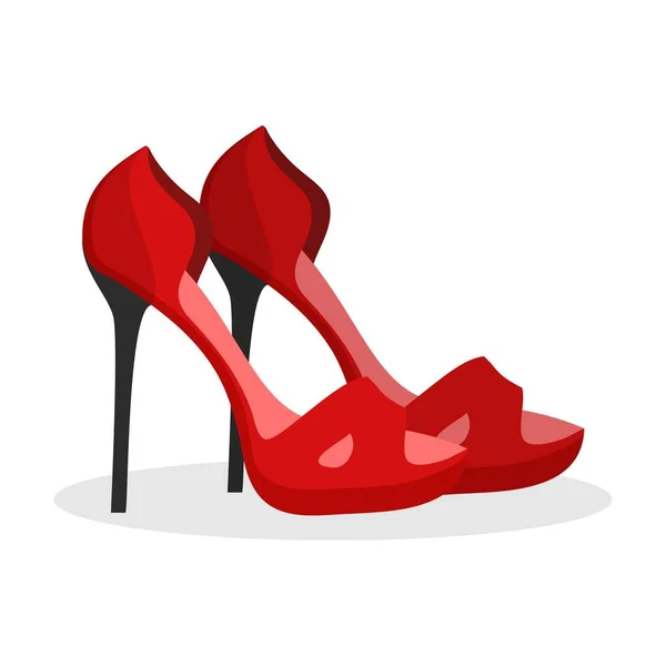Červené vysoké podpatky ikona na bílém pozadí. Žena móda high-podpatky obuv svatební party dívka obuv. — Stockový vektor