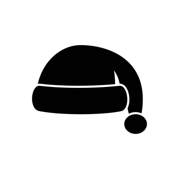 Téli Mikulás fekete kalap ikon elszigetelt fehér háttér. Kötött fejfedő és sapka a hideg időjáráshoz. Kültéri ruhák. Vektorillusztráció — Stock Vector