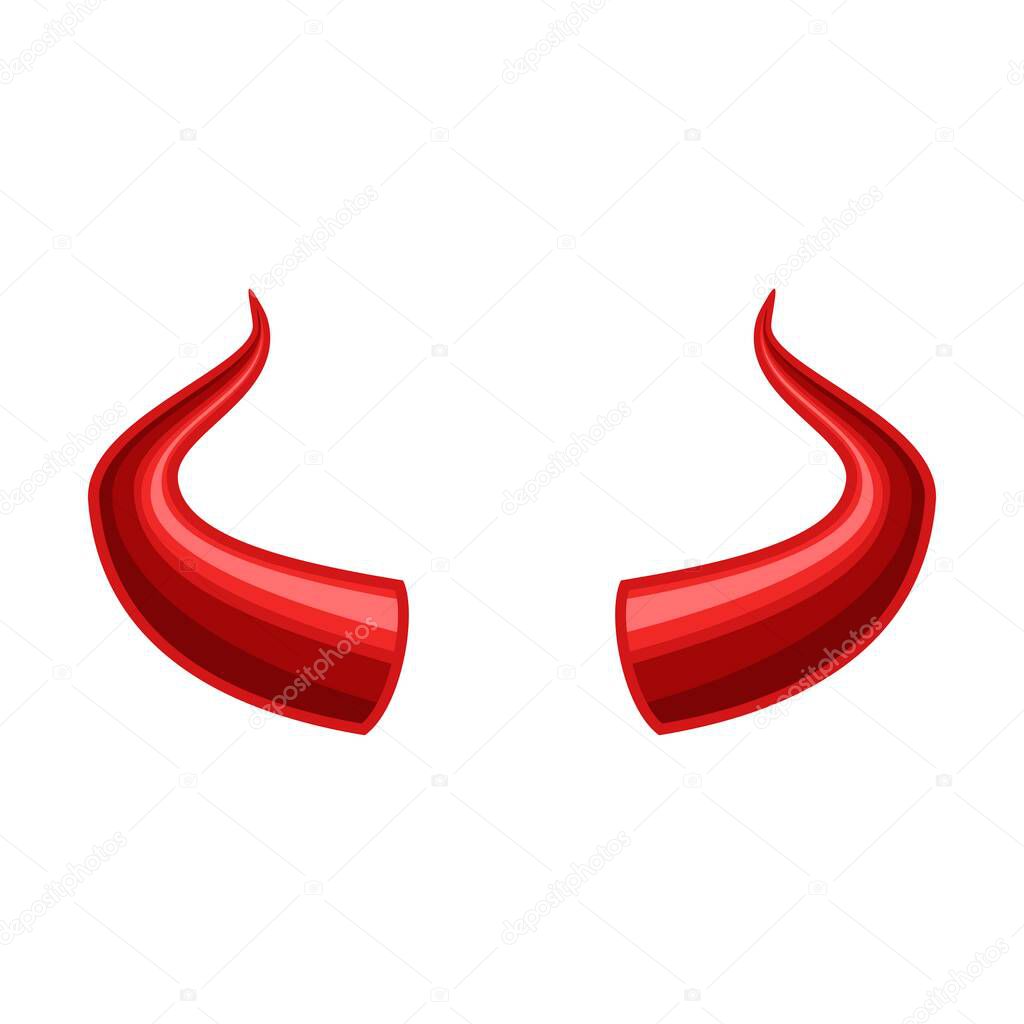 Devil horns isolated on white background, Red devil demon satan horn icon. Monster symbol. Vector illustration