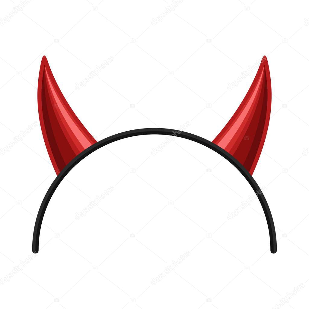 Devils horns head gear isolated on white background. Demon Or Satan Horns Symbol, Sign, Icon. Vector illustration