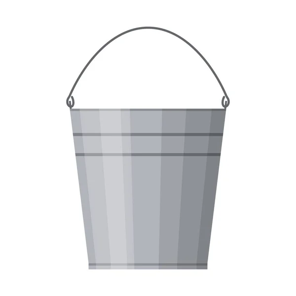 Metal bucket and household isolated on white background, Agriculture work equipment. Steel gardening container. Vector illustration — Stock Vector
