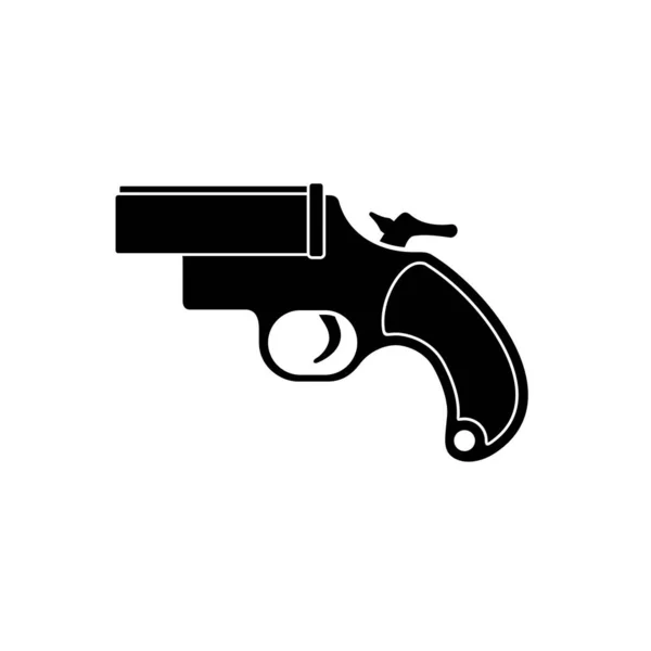 Un ícono de pistola de bengalas, también conocido como pistola Very o pistola de señal, es una pistola de gran calibre que descarga bengalas. La pistola de bengalas se utiliza para una señal de socorro. Ilustración vectorial — Archivo Imágenes Vectoriales