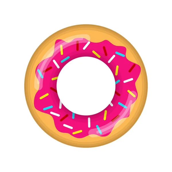 Anel de natação inflável parecendo donut isolado no fundo branco, anel salva-vidas de piscina de flutuador de borracha, tema de água do mar de verão de praia de bóia para crianças. Ícone de ilustração vetorial — Vetor de Stock