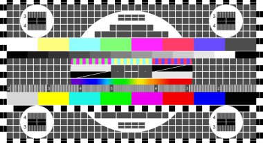 Sinyal yoksa televizyon ve televizyon test ekranı da yok. Test kartı ya da kalıp, TV çözünürlük test çizelgeleri. Vektör illüstrasyonu