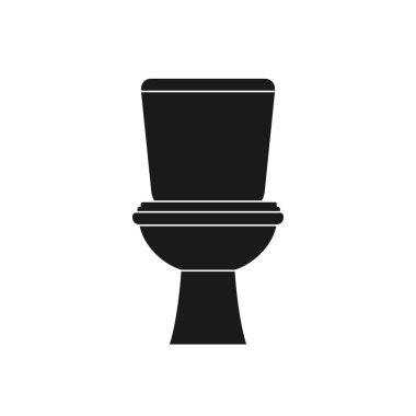 Beyaz arka planda su tankı ikonu olan klasik siyah klozet. Tuvalet için ekipman ve aksesuarlar. Lavabo döşeme tasarımı vektör çizimi