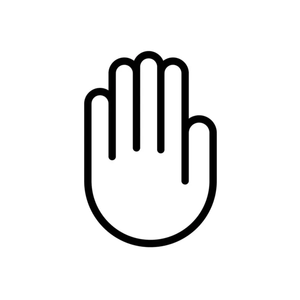 Icona a mano isolata su sfondo bianco, Icona a linea semplice Simbolo touch, Illustrazione vettoriale a mano Palm — Vettoriale Stock