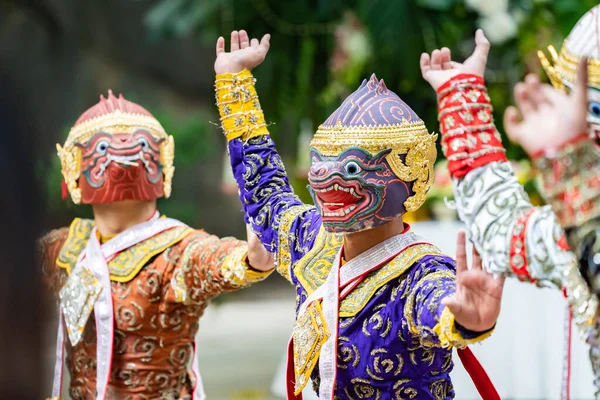 Föreställningen Thailändsk Traditionell Drama Berättelse Khon Epic Ramakien Eller Ramayana — Stockfoto
