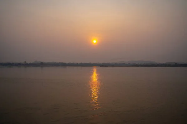 Environnement Sunrise Sur Mékong Image Tournage Côté Thaïlandais Laos Avec — Photo