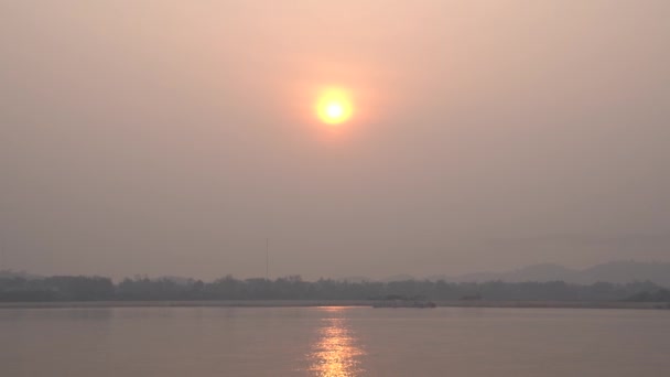 Mediul Sunrise Râul Mekong Fotografiați Imagini Din Thailanda Mediul Sunrise — Videoclip de stoc