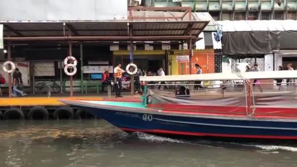 Bangkok Tailandia Nov 2018 Medio Ambiente Del Muelle Lanchas Rápidas — Vídeos de Stock