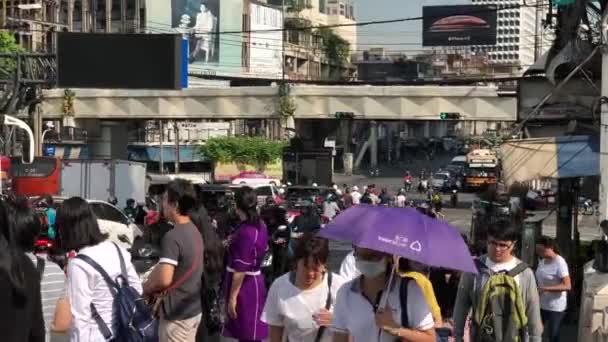 Bangkok Thailand Nov 2018 Das Verkehrsumfeld Auf Der Chalermlok Brücke — Stockvideo