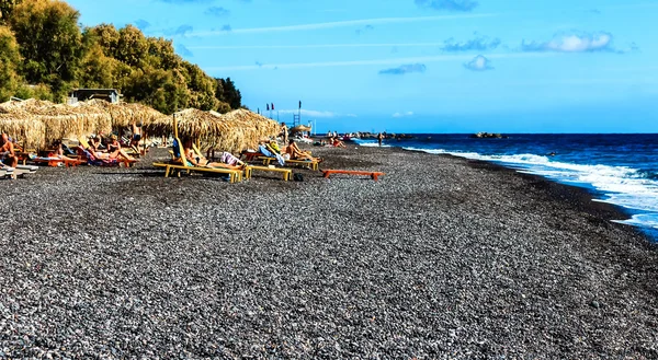 Kamari Strand in Santorini, griechische Insel — Stockfoto