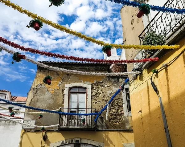 Lisbon old town houses decorated at Easter