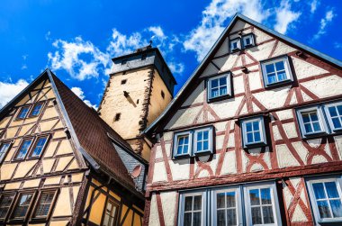 Half-timbered houses in Lohr am Main in Spessart Mountains, Germany clipart