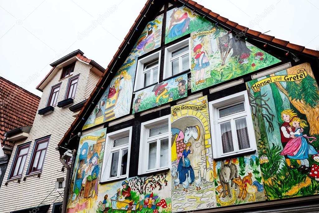 Painted house with scenes from the Grimm fairy tales in Steinau an der Straße, Germany
