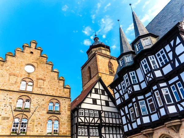 Antigos edifícios medievais no mercado em Alsfeld, Alemanha — Fotografia de Stock