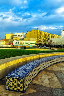 Casablanca, Fas beach bankta mavi Çinili Mozaik