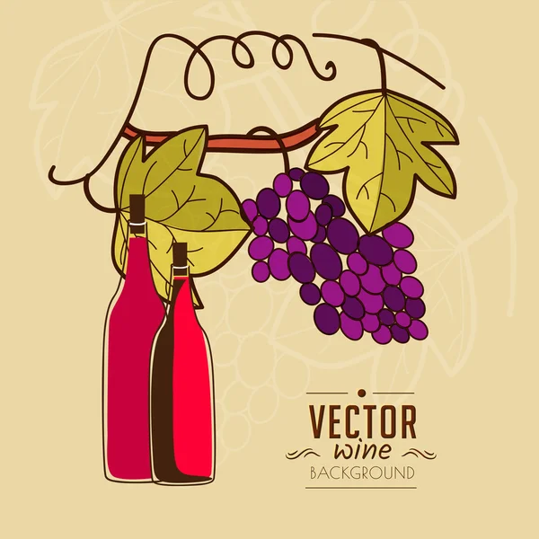 Wine collection with grapes — Stock Vector