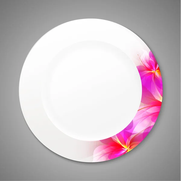 Plate with flower background — Stock Vector