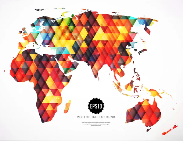 Mapa del mundo geométrico con patrón de triángulo — Vector de stock