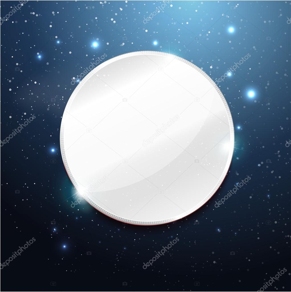 Silver blank label on universe background.