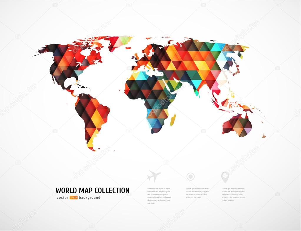 Geometric world map with triangle pattern