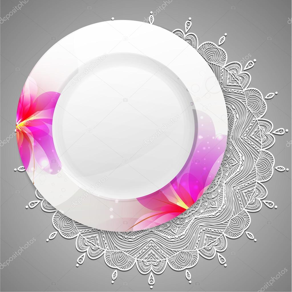 Plate with flower background