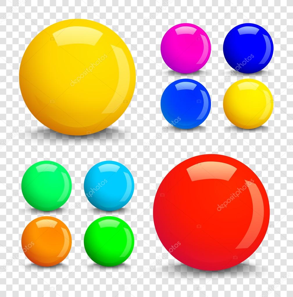 Set of colorful glossy spheres
