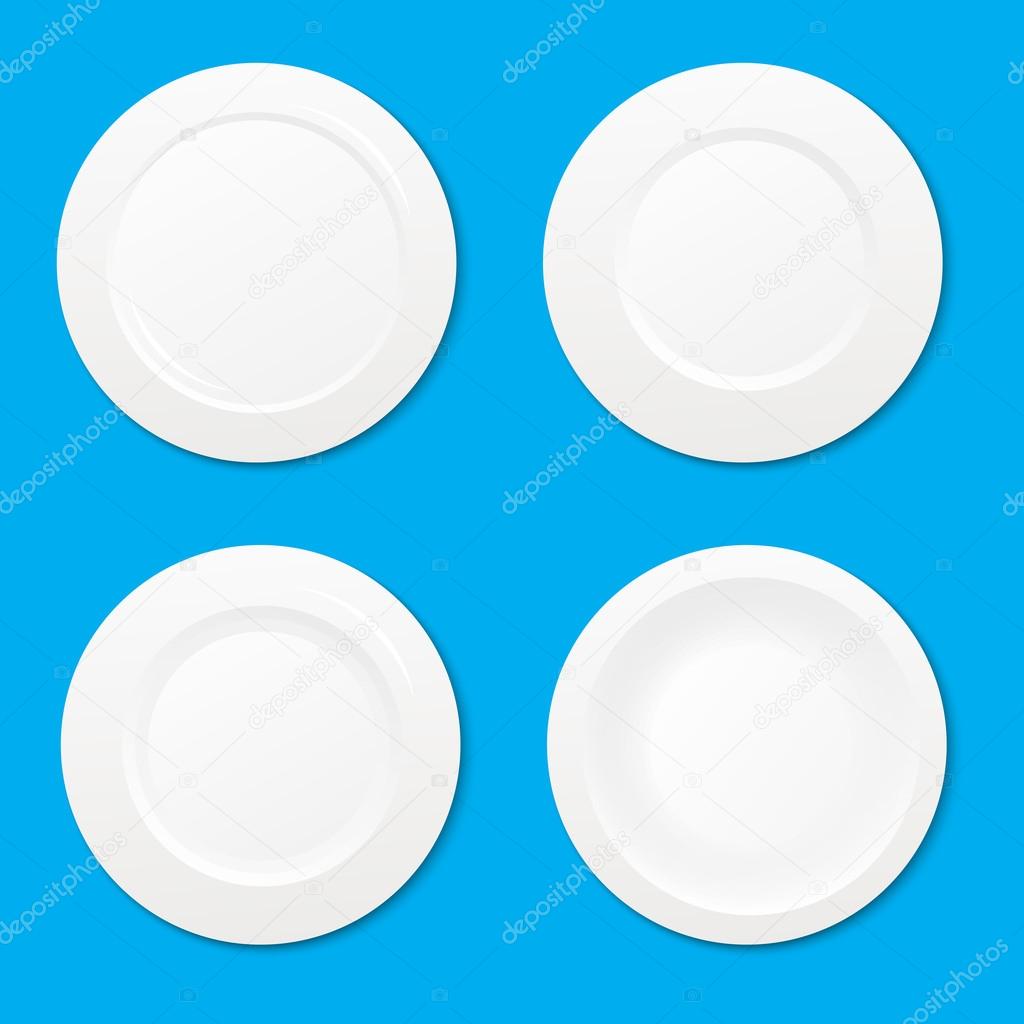 Set of  white empty plates