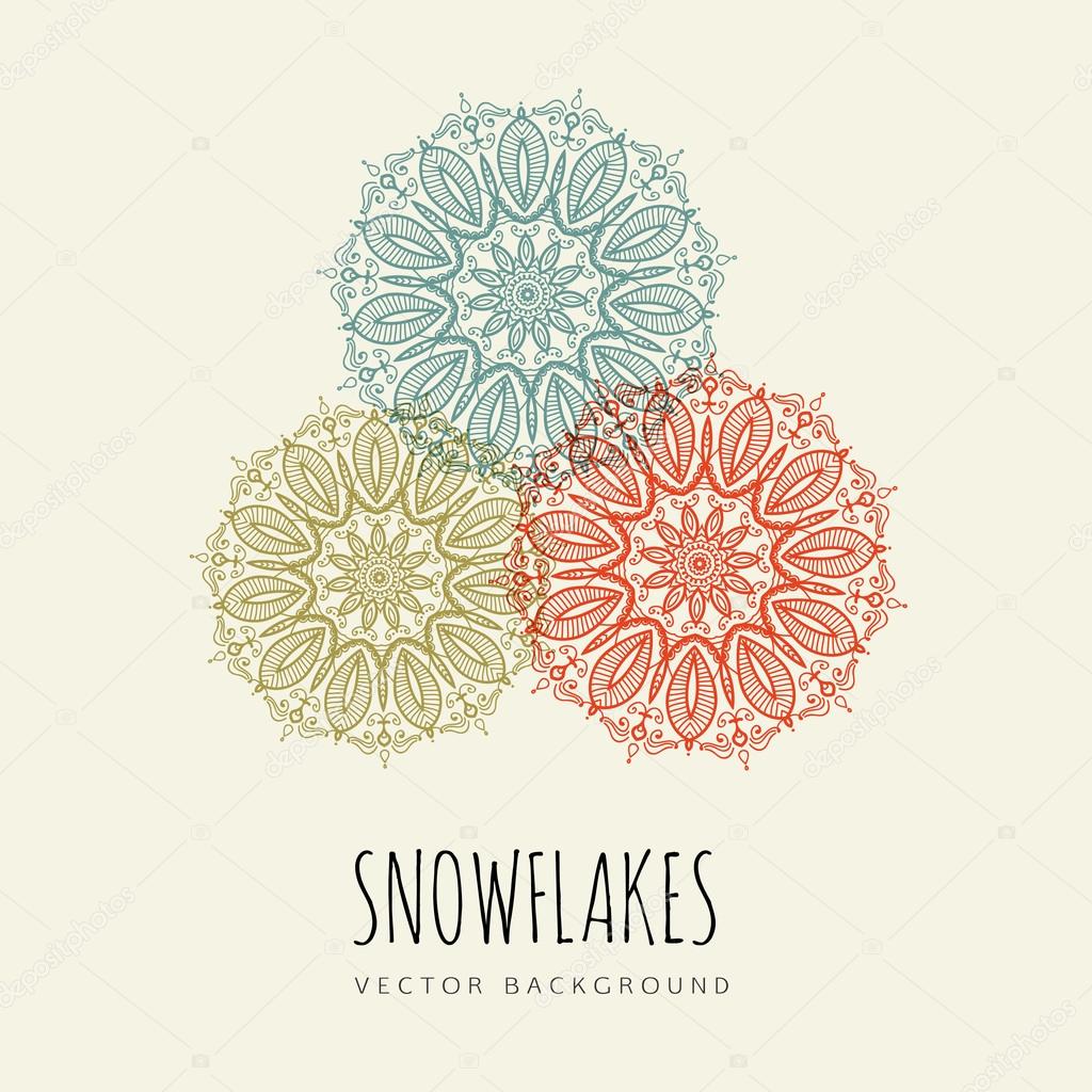 Colorful snowflakes. Holiday design.