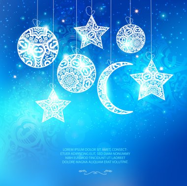 Hanging lace moons, stars and balloons clipart